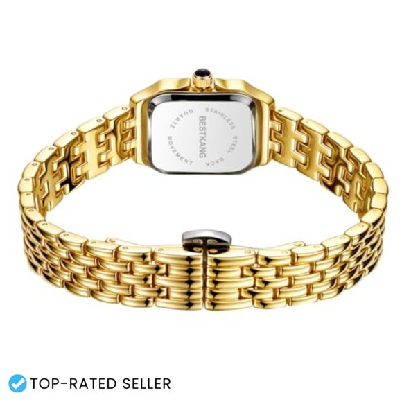 Vintage Square Watch Roman Numerals Dial Gold Silver Two-Tone Stainless Steel main image 2